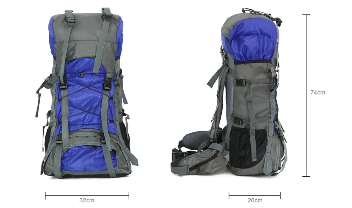 60L Durable Heavy-duty Backpack Adjusts at Shoulders, Sides & Back