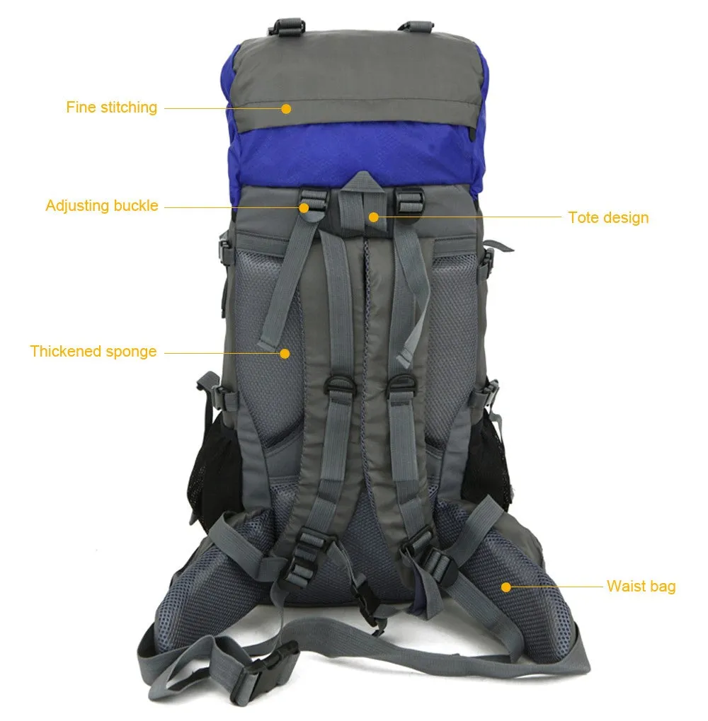 60L Durable Heavy-duty Backpack Adjusts at Shoulders, Sides & Back