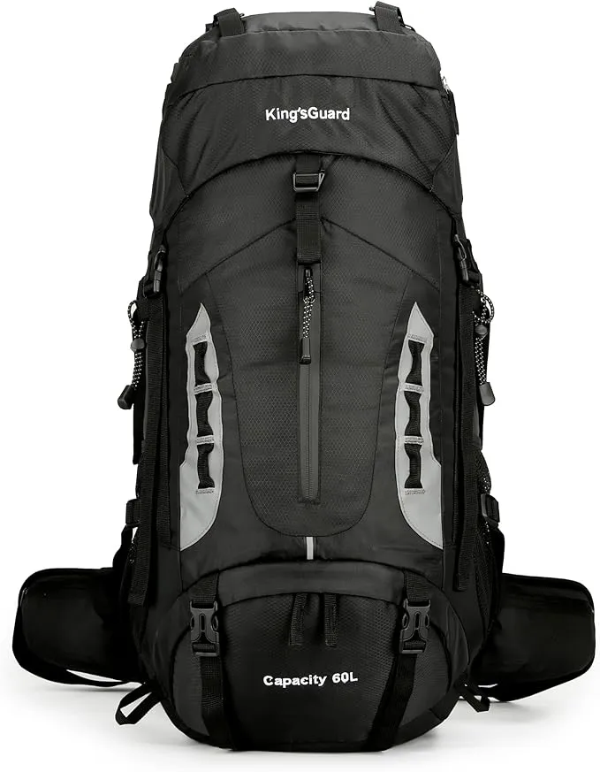 60L Hiking Backpack Lightweight Camping Backpack with Rain Cover Large Waterproof Packable Outdoor Trekking Travel Backpack for Men Women (Black)