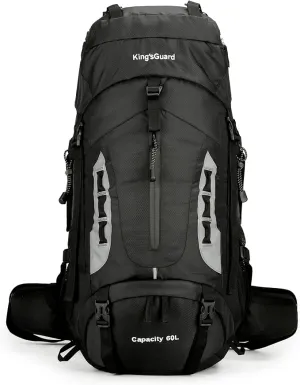 60L Hiking Backpack Lightweight Camping Backpack with Rain Cover Large Waterproof Packable Outdoor Trekking Travel Backpack for Men Women (Black)