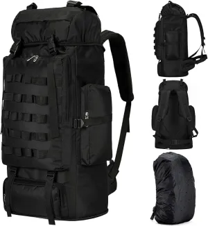 70L/100L Large Camping Hiking Backpack with Rain Cover, Waterproof Molle Rucksack Military Tactical Backpack, Lightweight Backpacking Backpack for Trekking Climbing Outdoor