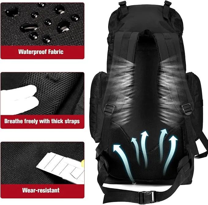 70L/100L Large Camping Hiking Backpack with Rain Cover, Waterproof Molle Rucksack Military Tactical Backpack, Lightweight Backpacking Backpack for Trekking Climbing Outdoor