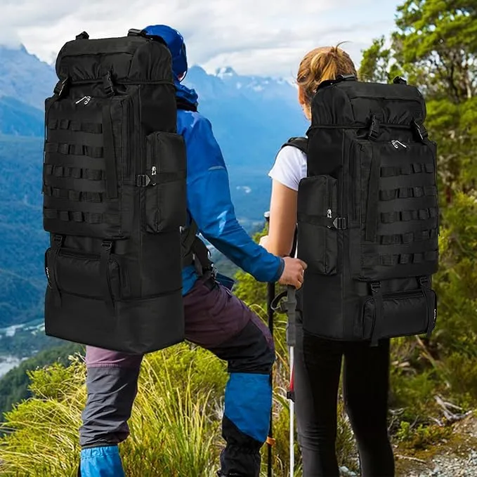 70L/100L Large Camping Hiking Backpack with Rain Cover, Waterproof Molle Rucksack Military Tactical Backpack, Lightweight Backpacking Backpack for Trekking Climbing Outdoor