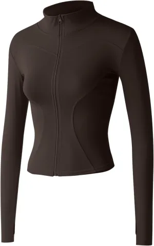 Gacaky Women's Slim Fit Lightweight Athletic Full Zip Stretchy Workout Running Track Jacket with Thumb Holes