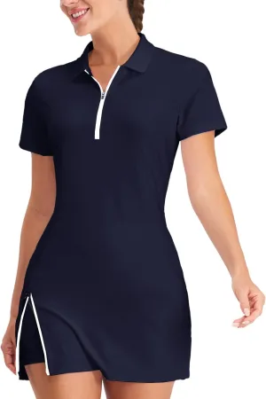Hiverlay Tennis Dresses for Women with 2 Pockets Built in Shorts UPF 50  Golf Dress Workout Athletic Dresses