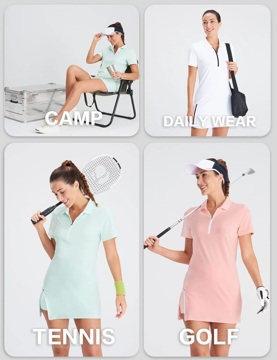 Hiverlay Tennis Dresses for Women with 2 Pockets Built in Shorts UPF 50  Golf Dress Workout Athletic Dresses