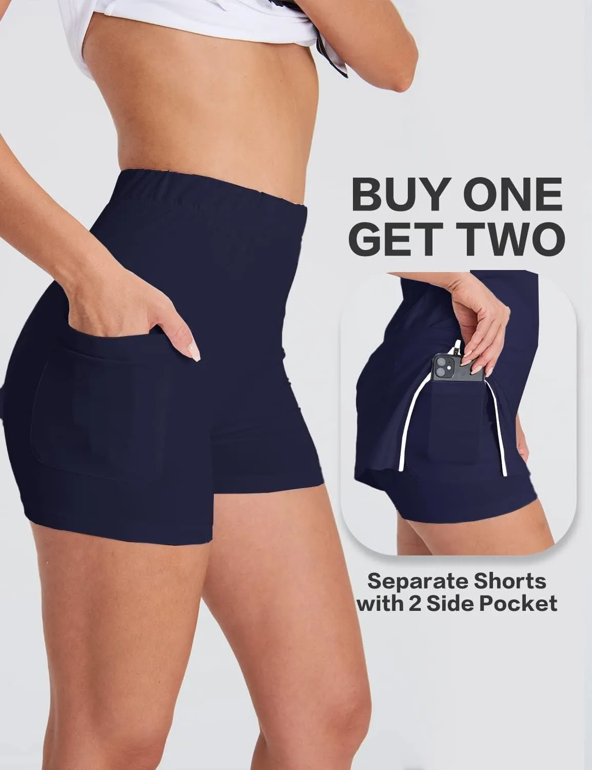 Hiverlay Tennis Dresses for Women with 2 Pockets Built in Shorts UPF 50  Golf Dress Workout Athletic Dresses