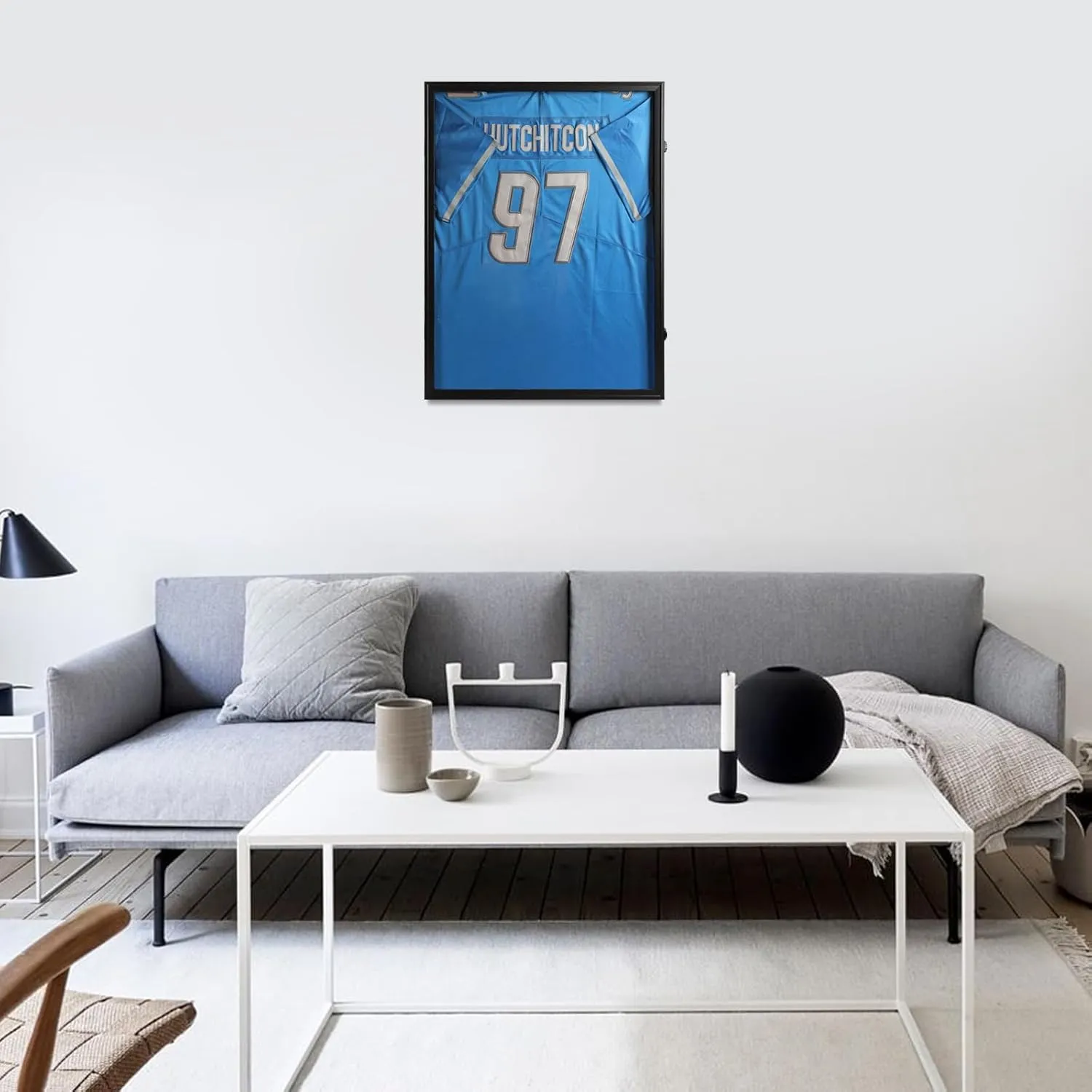 IHEIPYE Jersey Frame Display Case Black Lock-2Pack,Large Shadow Box Lockable with 98% UV Protection Acrylic and Hanger for Baseball Basketball Football Soccer Hockey 2XL Sport Jersey Shirt