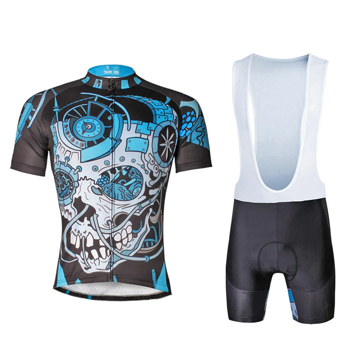 ILPALADINO Sick Skull Men's Cycling Jersey Fashion Bicycling Pro Cycle Clothing Racing Apparel Outdoor Sports Leisure Biking T-shirt  Black and Blue Comfortable Biking Apparel 738
