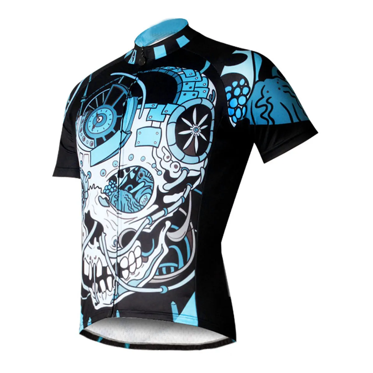 ILPALADINO Sick Skull Men's Cycling Jersey Fashion Bicycling Pro Cycle Clothing Racing Apparel Outdoor Sports Leisure Biking T-shirt  Black and Blue Comfortable Biking Apparel 738