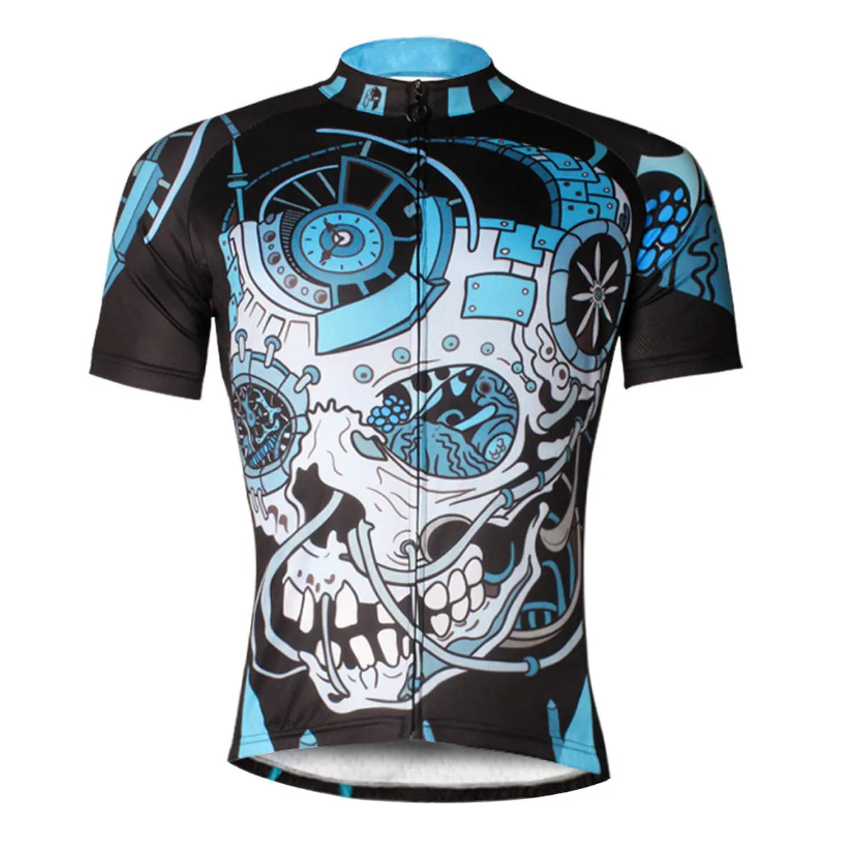 ILPALADINO Sick Skull Men's Cycling Jersey Fashion Bicycling Pro Cycle Clothing Racing Apparel Outdoor Sports Leisure Biking T-shirt  Black and Blue Comfortable Biking Apparel 738