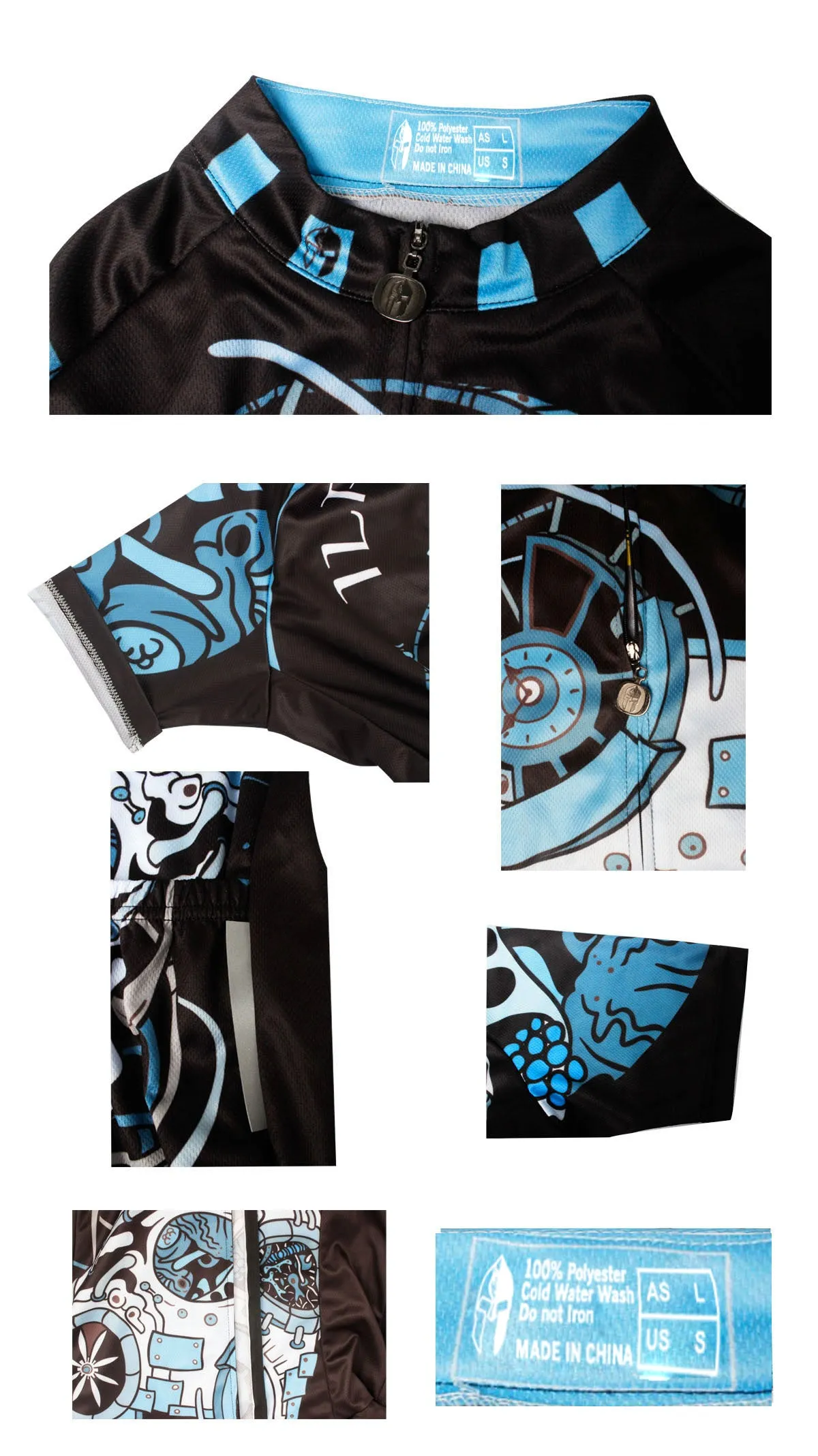 ILPALADINO Sick Skull Men's Cycling Jersey Fashion Bicycling Pro Cycle Clothing Racing Apparel Outdoor Sports Leisure Biking T-shirt  Black and Blue Comfortable Biking Apparel 738