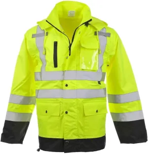 J. J. Keller & Associates, Inc. High Visibility Reflective Rain Jacket, Class 3, SAFEGEAR