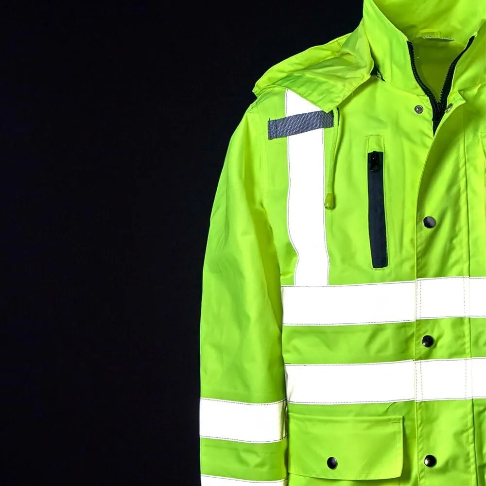 J. J. Keller & Associates, Inc. High Visibility Reflective Rain Jacket, Class 3, SAFEGEAR
