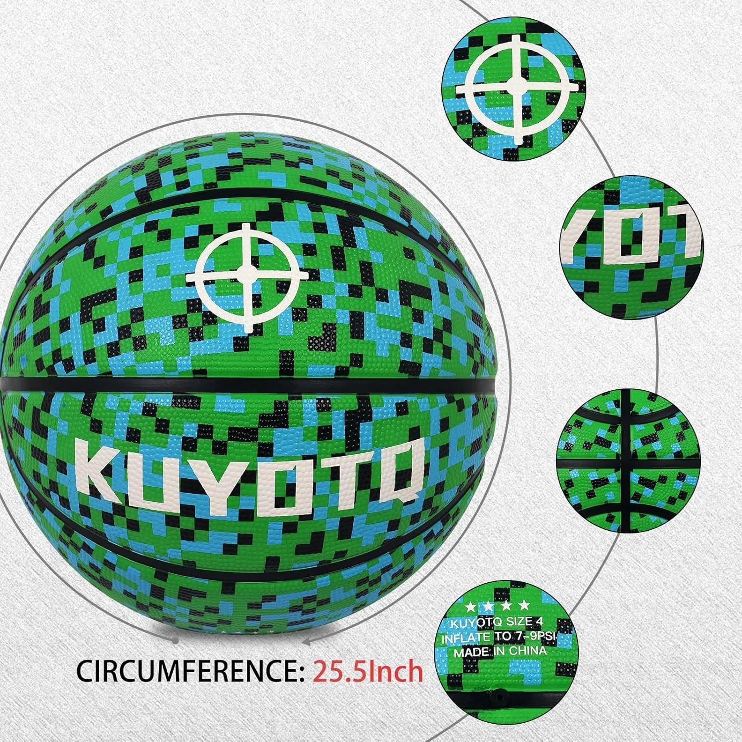 KUYOTQ Kids Youth Adult Size 3/4/5/6/7 (22/25.5/27.5/28.5/29.5") Basketball Premium Rubber or Faux Leather Basketball Indoor Outdoor Basketball for Boys Girls Womens Mens Basketball Gifts (Deflated)
