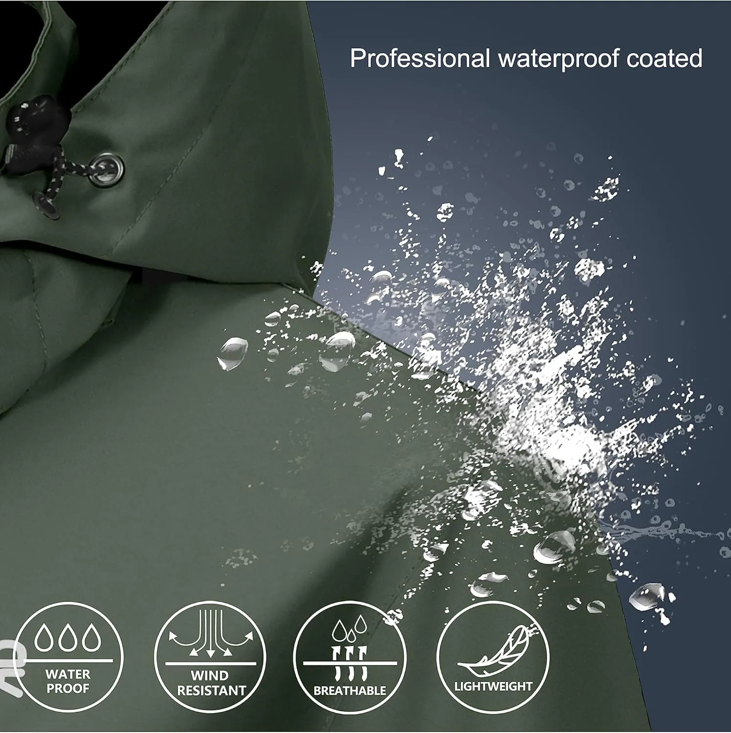 Little Donkey Andy Men's Waterproof Rain Jacket Lightweight Hooded Raincoat Rain Shell for Travel Hiking Golf