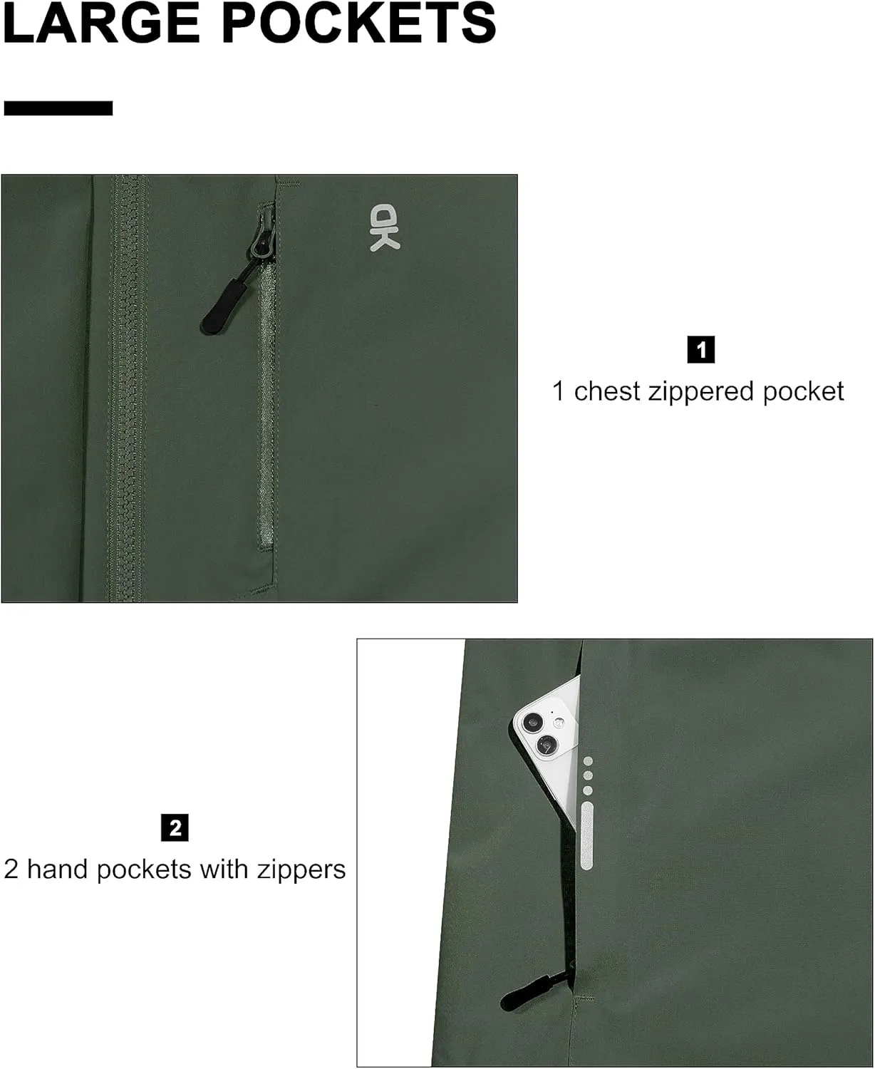 Little Donkey Andy Men's Waterproof Rain Jacket Lightweight Hooded Raincoat Rain Shell for Travel Hiking Golf