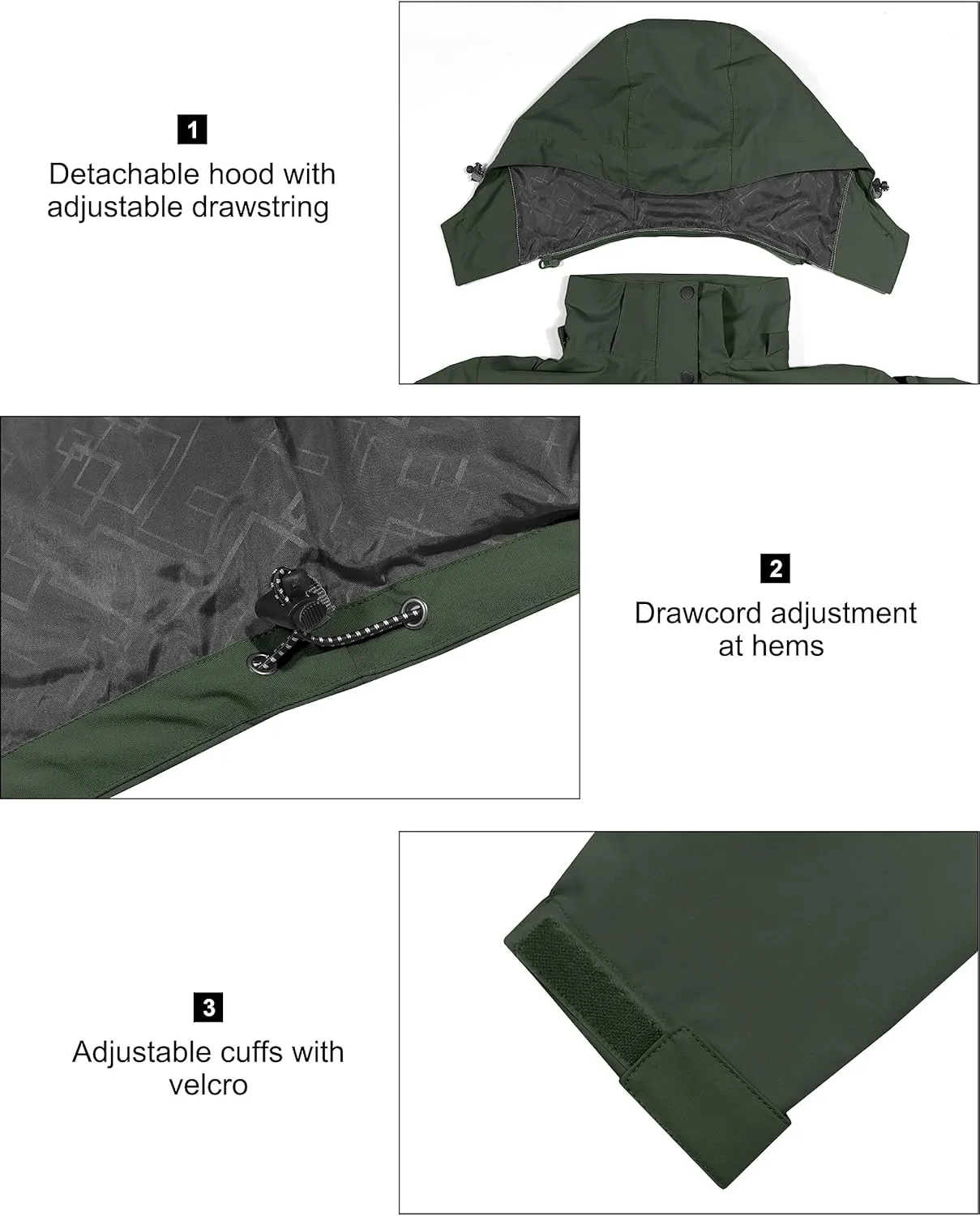 Little Donkey Andy Men's Waterproof Rain Jacket Lightweight Hooded Raincoat Rain Shell for Travel Hiking Golf