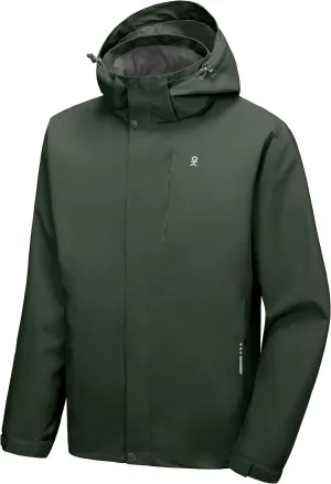 Little Donkey Andy Men's Waterproof Rain Jacket Lightweight Hooded Raincoat Rain Shell for Travel Hiking Golf