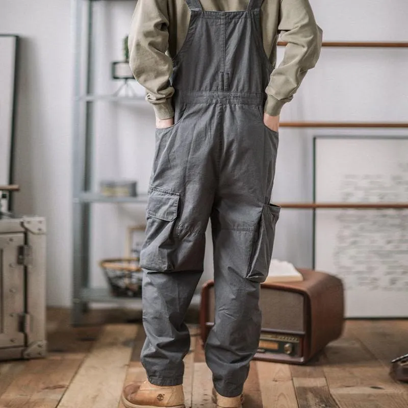 Men's Vintage Loose Outdoor Multi-Pocket Cargo Overalls 84694709Y