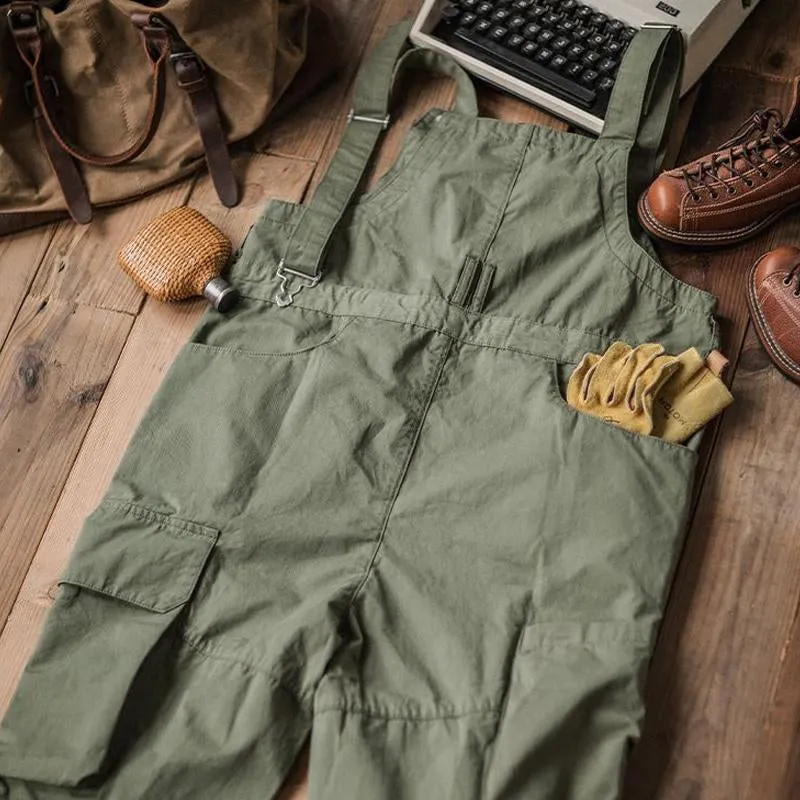 Men's Vintage Loose Outdoor Multi-Pocket Cargo Overalls 84694709Y