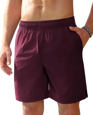 Milin Naco Mens Swim Trunks 7 inch Quick Dry Board Shorts with Zipper Pockets Bathing Suit Men Beach Shorts with Drawstring