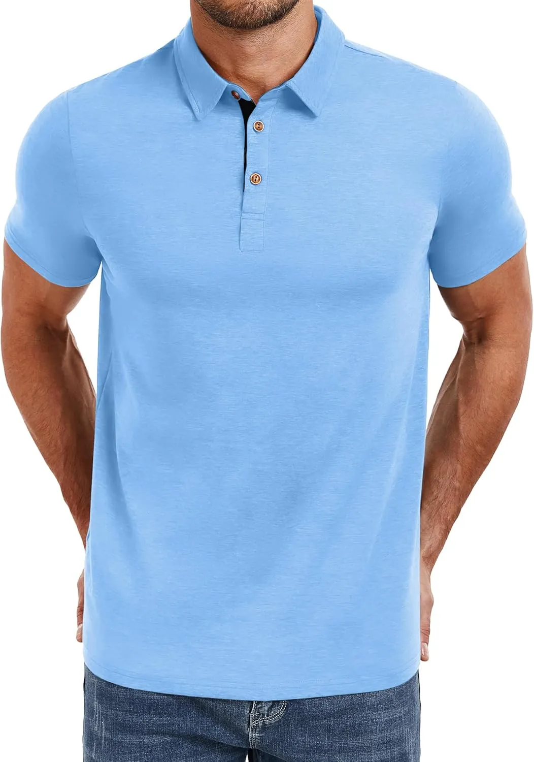 PEGENO Mens Polo Shirts Short Sleeve Casual Cotton Golf Shirts Performance Polo Shirts for Men