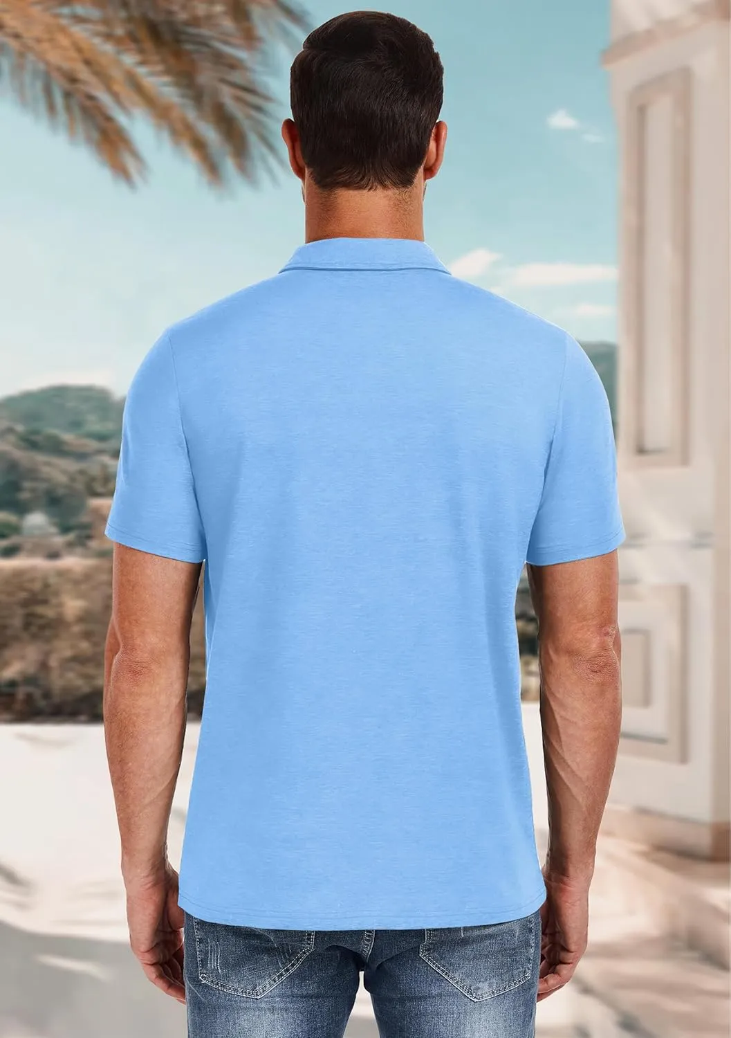 PEGENO Mens Polo Shirts Short Sleeve Casual Cotton Golf Shirts Performance Polo Shirts for Men