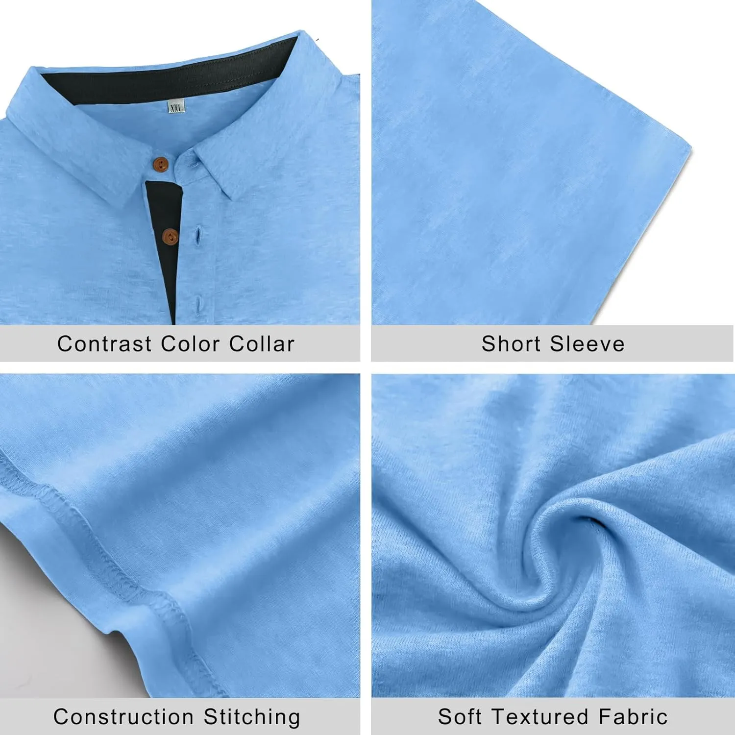 PEGENO Mens Polo Shirts Short Sleeve Casual Cotton Golf Shirts Performance Polo Shirts for Men