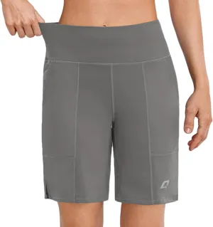 Quenteen Bermuda Shorts for Women 9" Knee Length Athletic Sweat Shorts High Waisted Yoga Jogger