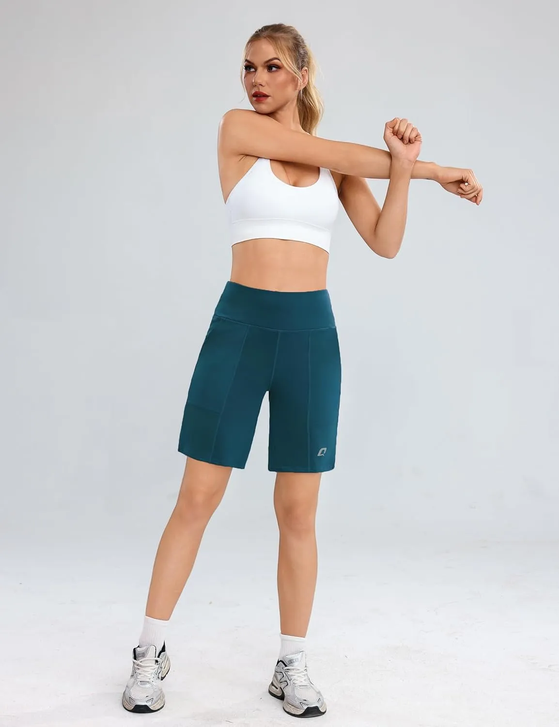 Quenteen Bermuda Shorts for Women 9" Knee Length Athletic Sweat Shorts High Waisted Yoga Jogger