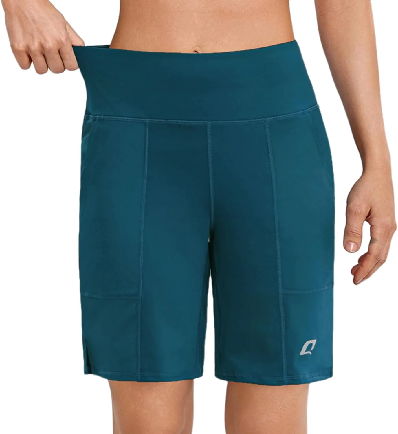 Quenteen Bermuda Shorts for Women 9" Knee Length Athletic Sweat Shorts High Waisted Yoga Jogger