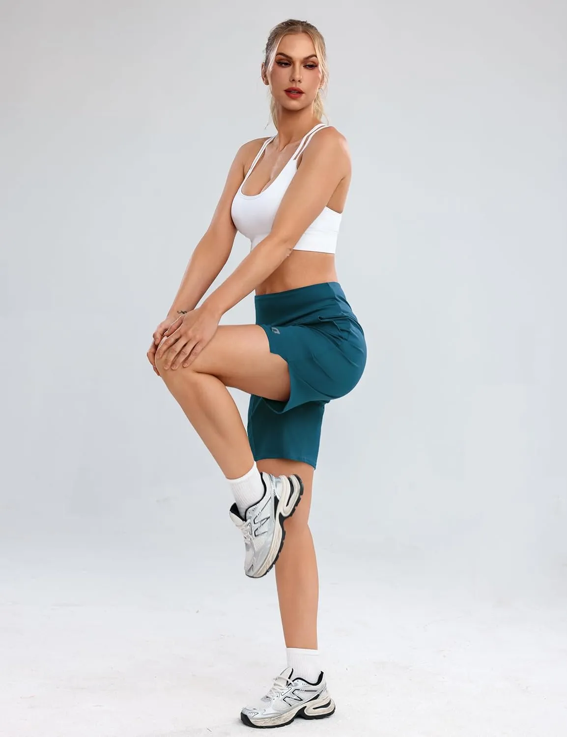 Quenteen Bermuda Shorts for Women 9" Knee Length Athletic Sweat Shorts High Waisted Yoga Jogger