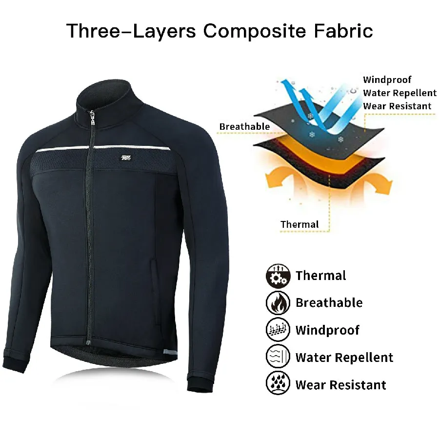 Souke Sports Men's Water Resistance Windbreaker Cycling Jacket with Pockets-JA0700-Black