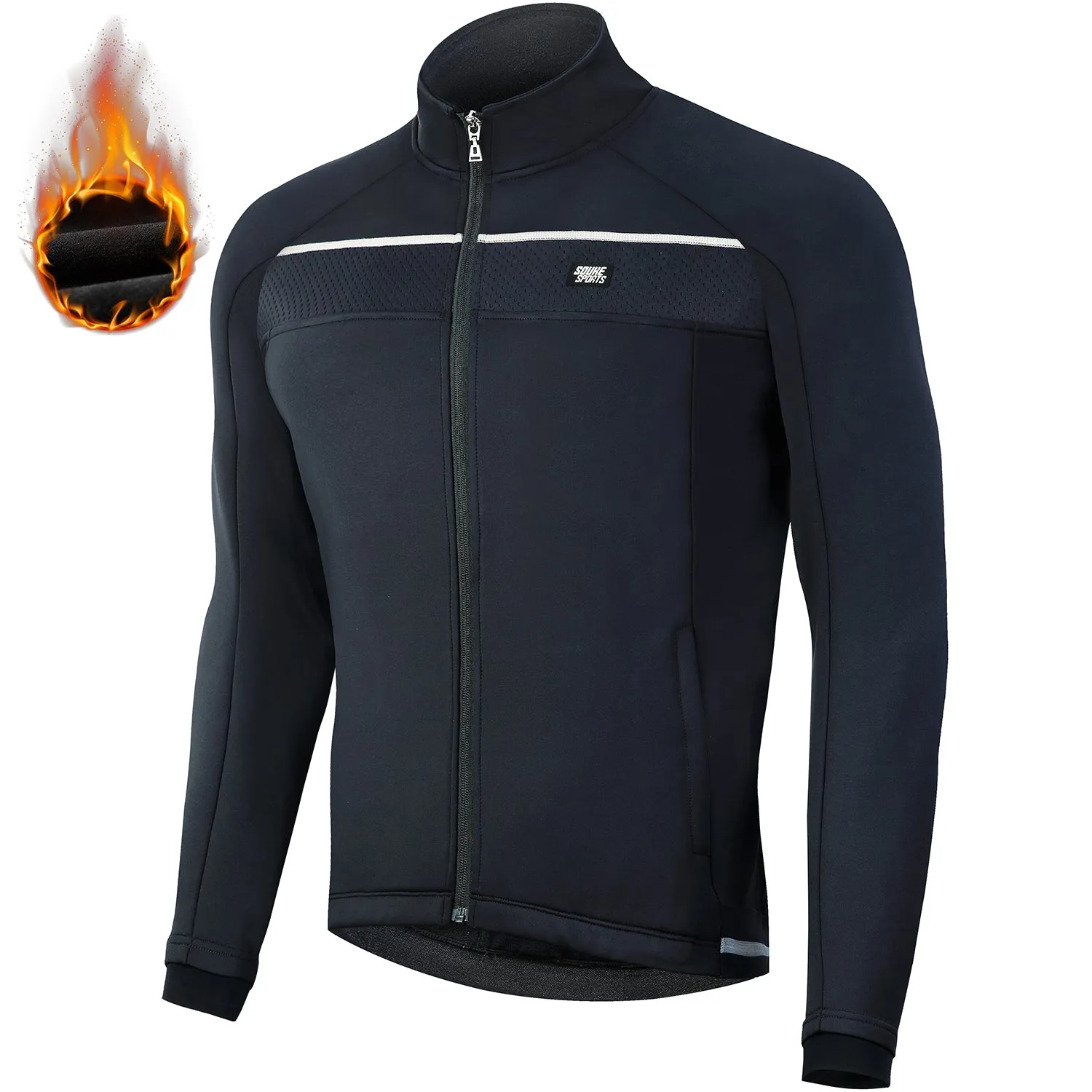 Souke Sports Men's Water Resistance Windbreaker Cycling Jacket with Pockets-JA0700-Black