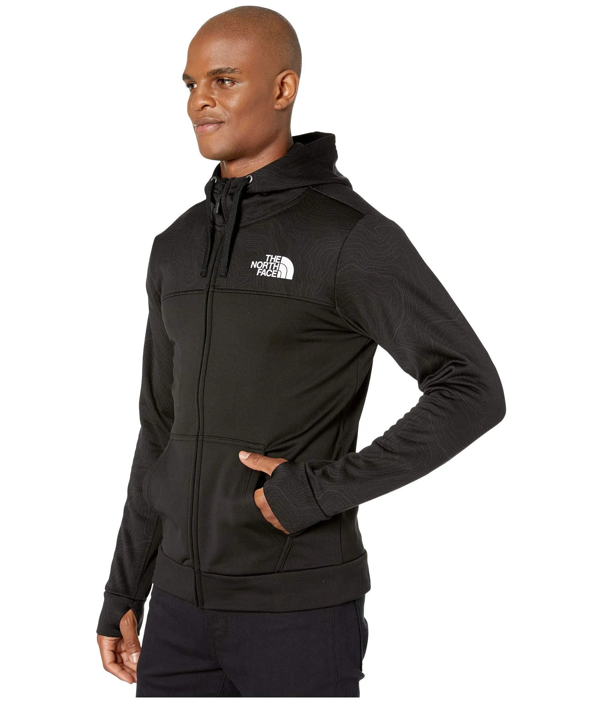 The North Face Men's Surgent Bloc Full Zip Hoodie 2.0, TNF Black Topo Print, M