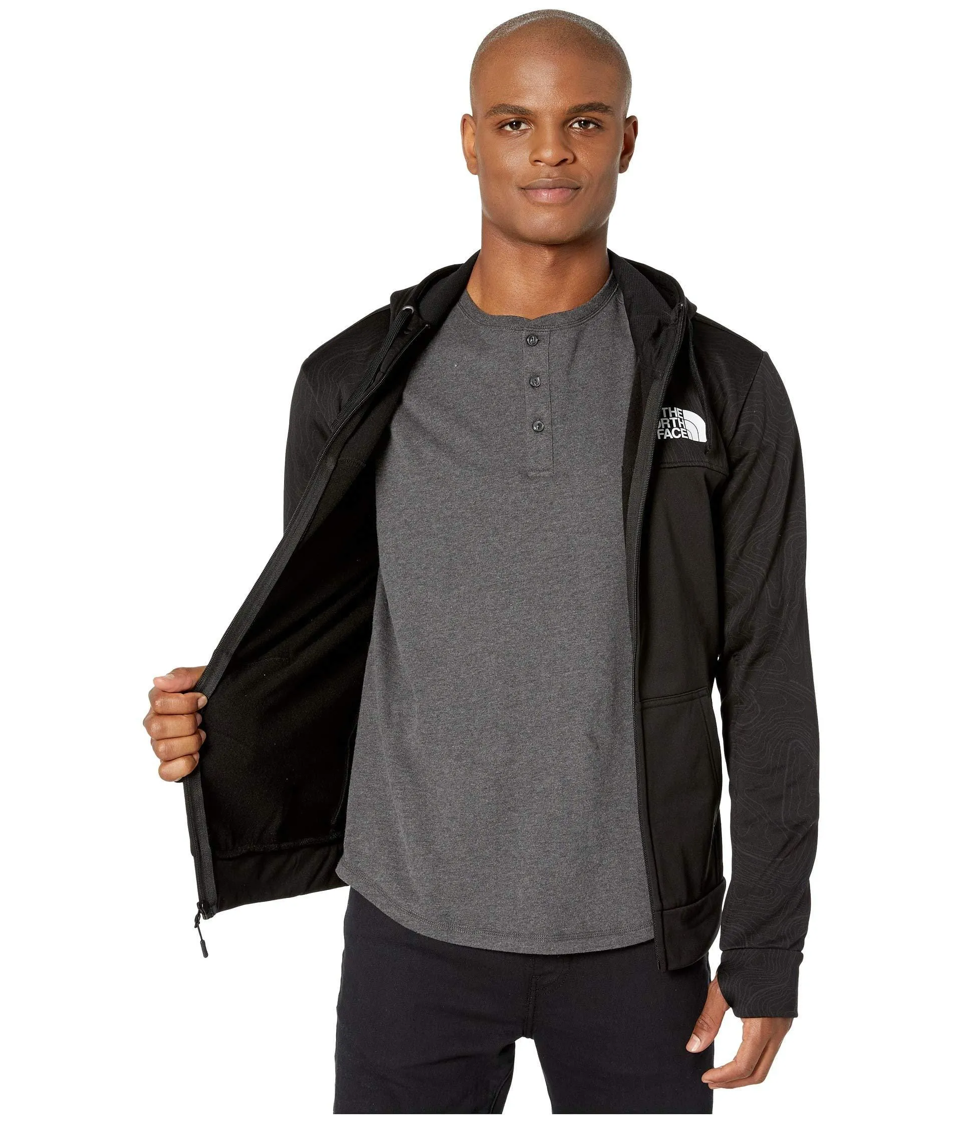The North Face Men's Surgent Bloc Full Zip Hoodie 2.0, TNF Black Topo Print, M