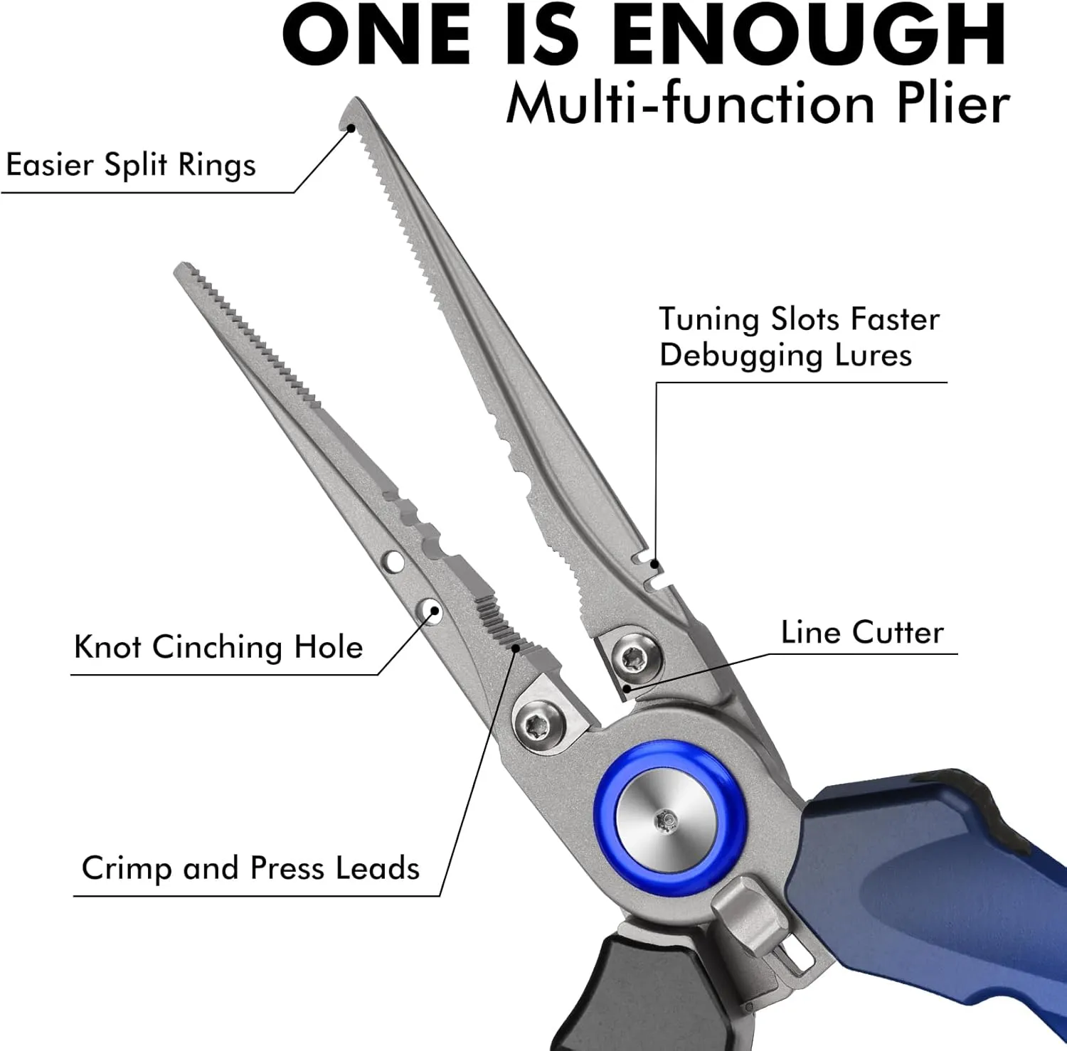 TRUSCEND Lockable Handy Fishing Pliers with Innovative Ergonomic Handle, Saltwater Corrosion Resistant Teflon Coated Fishing Tool, Multi-Function Fishing Gear with Mo-V Cutter, Amazing Fishing Gift