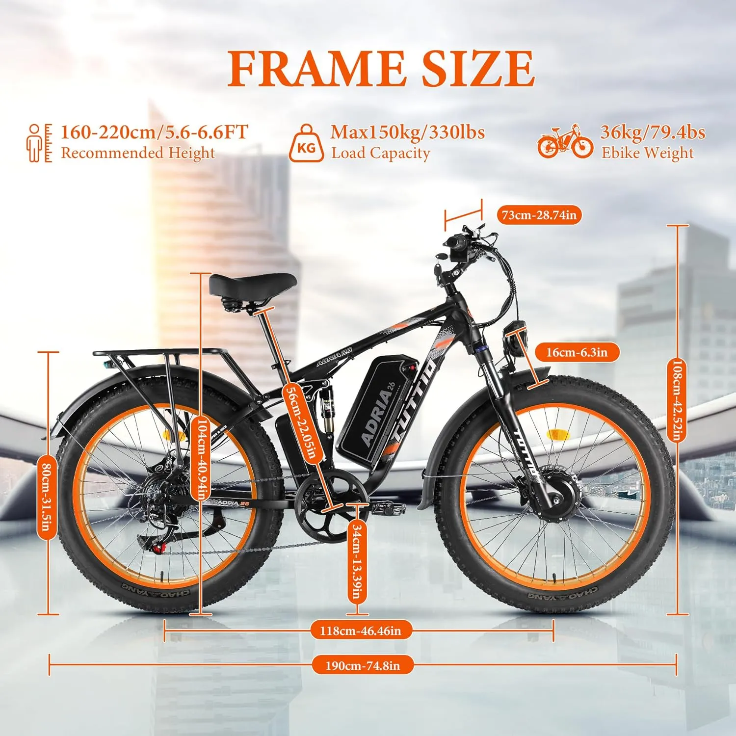 Tuttio Dual-Motor-Electric-Bike for Adults-Men, 40-46MPH-Fast-Ebike, 52V 30AH, Up to 80Miles, 26" Fat-Tire-Electric-Bicycle, Full Suspension Mountain Bike for Off-Road Snow Sand Hunting