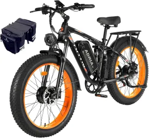 Tuttio Dual-Motor-Electric-Bike for Adults-Men, 40-46MPH-Fast-Ebike, 52V 30AH, Up to 80Miles, 26" Fat-Tire-Electric-Bicycle, Full Suspension Mountain Bike for Off-Road Snow Sand Hunting
