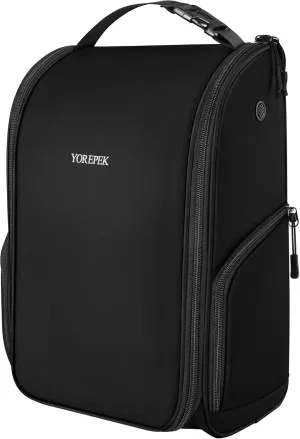 YOREPEK Golf Shoe Bag, Golf Accessories Bag with 3 Pockets for Socks, Tees, Balls, Designed with a Buckle Top Carry Handle, Zippered Sport Shoe Carrier Bags with Ventilation, Golf Gifts for Men, Black